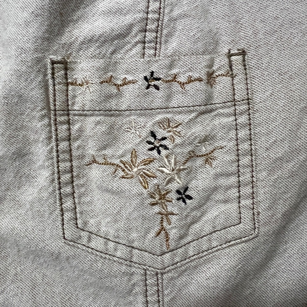 Bobbie Brooks Y2K Embroidered Cotton Jacket Button Front‎ 3/4 Sleeve Oatmeal L - Picture 3 of 8